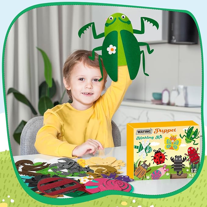WATINC 12 Pcs Hand Puppet Making Kit, Art Craft Felt Sock Puppet Toys, Creative - Image 6