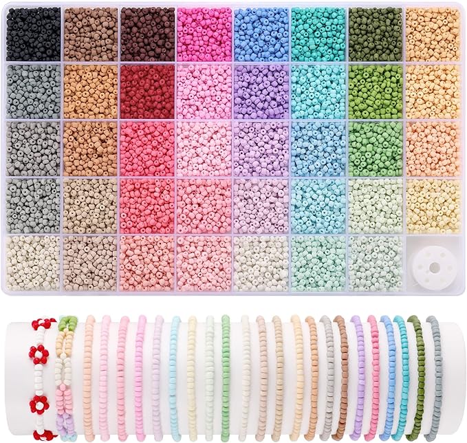 Funtopia 3 mm Beads for Bracelets, 39 Colours, 9600 Pieces, DIY Threading Bead by Funtopia