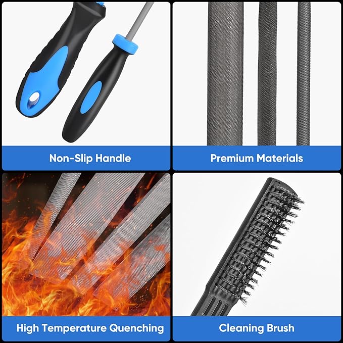 17-Piece Metal File Set with Carrying Case, 4 Large Metal Files, 12 Small Needle Files, and Cleaning Brush, Perfect for Wood, Plastic, and More