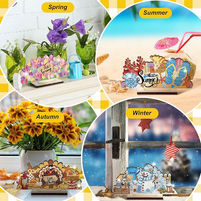 YooNotee 12 Sets Interchangeable Seasonal Diamond Art Tabletop Decorations - Image 2