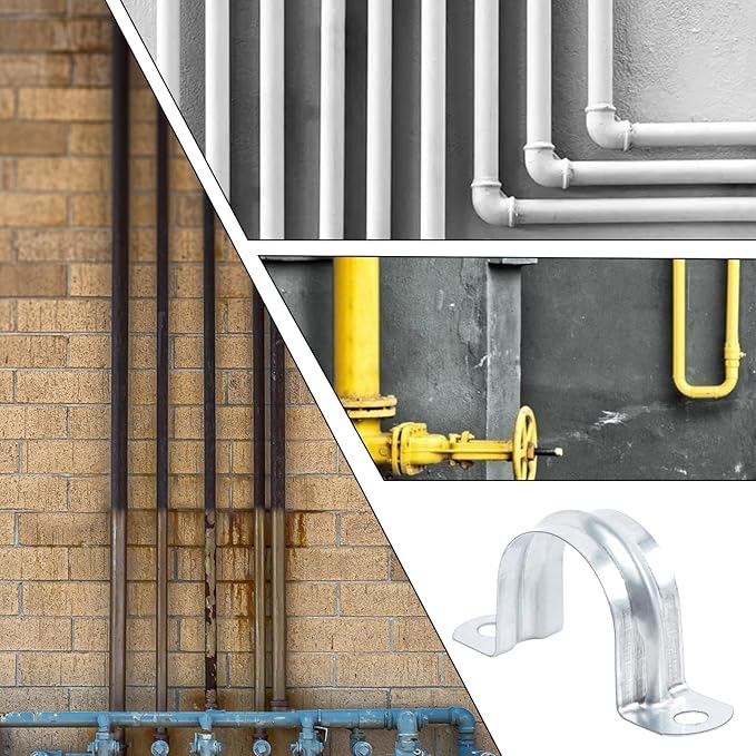 30 PCS 1-1/4 Inch Reinforced Rigid Pipe Strap , 2 Holes U Bracket Cable Clamp Hanger, Zinc Coated Tension Tube Clip, Conduits Strap Clamps for Pipe Fixing on Various Surfaces, 32 mm