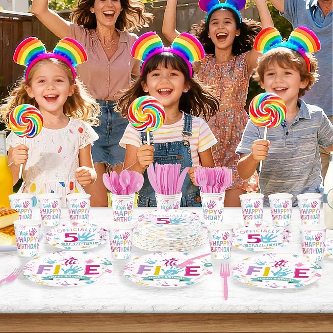 168Pcs Hi Five Birthday Party Decorations or 5 Years Old Birthday Serves 24 | - Image 6