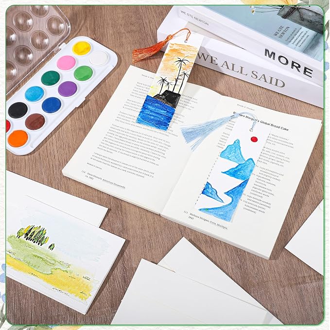 200 Pcs Watercolor Bookmark Making Kit, 40 Blank Bookmarks - Image 6