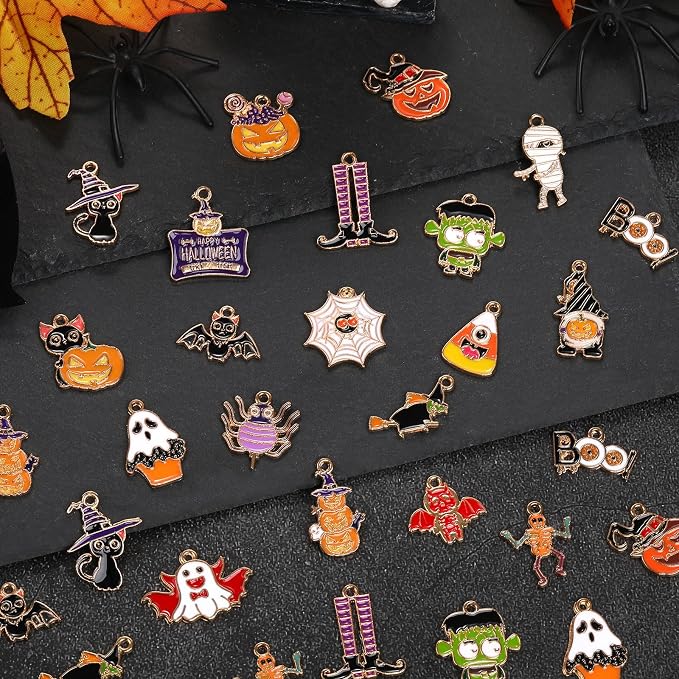 MARFOREVER 40 Pcs/20 Pairs Halloween Charms, Enamel Halloween Charms Bulk - Image 3