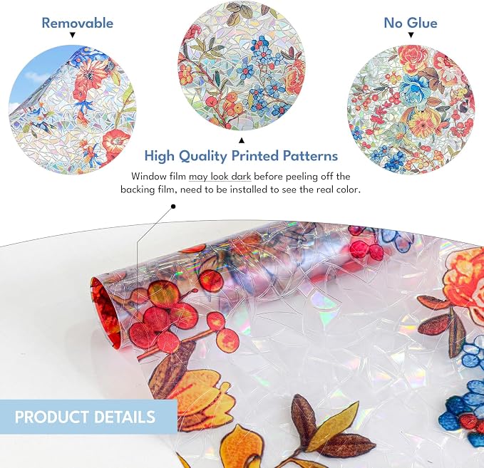 ADD.HERES Window Privacy Film, Stained Glass Decorative Static Cling, Removable - Image 6