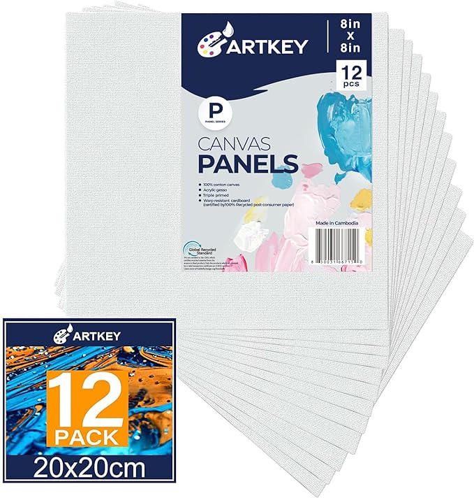 Canvas Panels 8x8 Inch 24-Pack, 10 oz Primed 100% Cotton White Blank Small - Image 6
