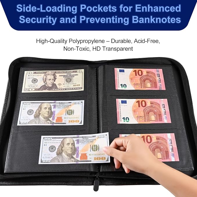 Banknote Collection Album with 180 Pockets – WITHYU Ringless Currency Organizer - Image 4