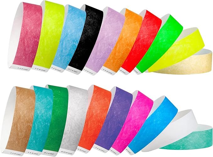 10,000 WristCo Tyvek Wristbands for Events – 20-Color Variety Pack – Tamper-Proof Design Prevents Reuse – Premium-Grade Bracelets for Hospital & Medical ID, Party, VIP Identification