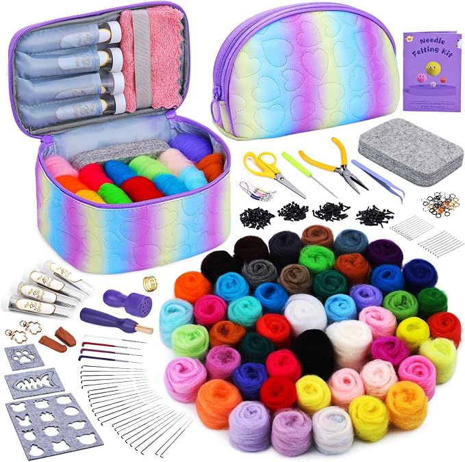 Mayboos Needle Felting Kit, 50 Colors Wool Roving Set by Mayboos