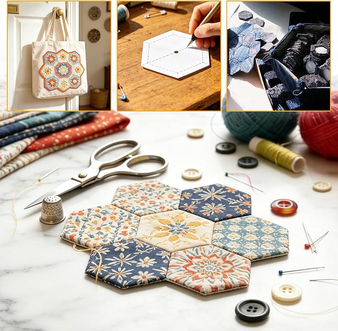 250 PCS 1.5" White Hexagon Piecing Paper Templates, Quilting Templates - Image 5