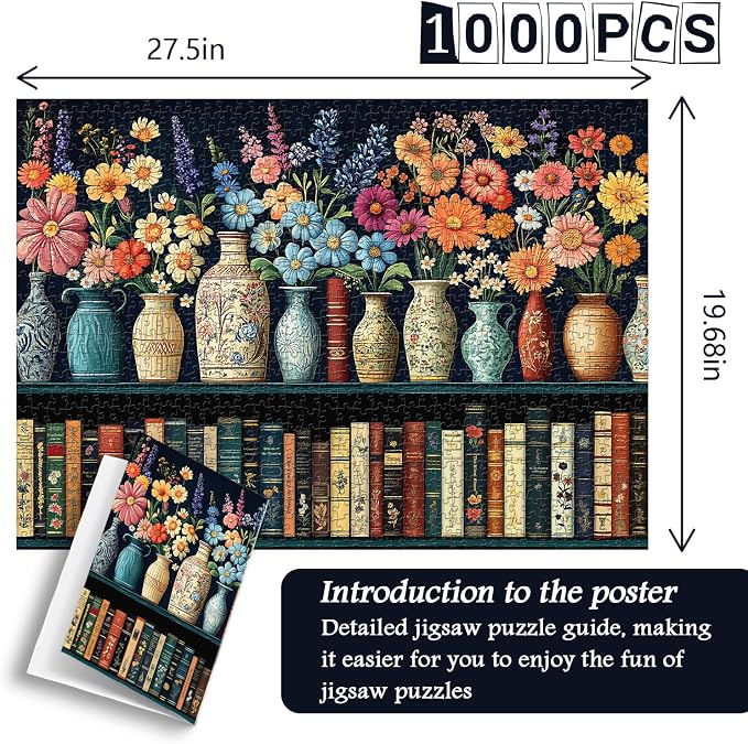 Wildflower Puzzles for Adults 1000 Pieces, PICKFORU Vintage Flower Book Puzzle - Image 4