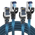 Cat8 Ethernet Cable 12 ft 2 Pack, High Speed 40Gbps 2000MHz, Braided, Blue, Compatible with Router, Modem, Laptop, PC, Gaming