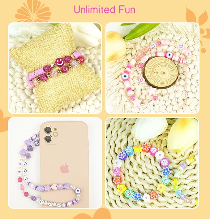 Dowsabel Clay Beads 7500 Pcs Friendship Bracelet Making Kit, 2 Boxes 24 Colors - Image 2