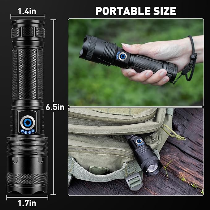 Flashlights High Lumens Rechargeable 2 Pack, Super Bright 99000 Lumens Led Flashlights with 5 Light Modes, Powerful Handheld Flash Light for Home Camping Eɱergencies, IPX6 Waterproof