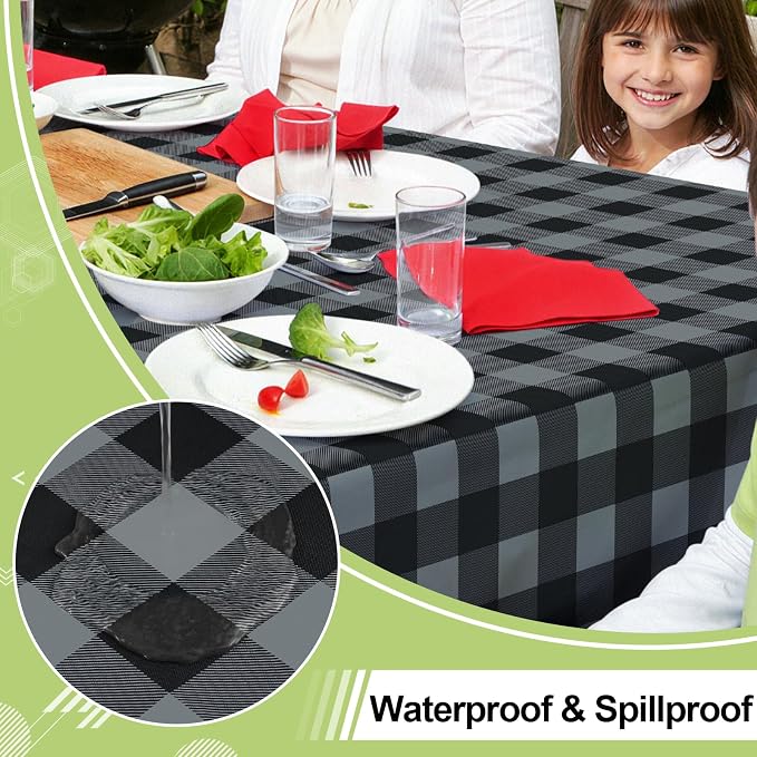 Smiry Rectangle Table Cloth, Waterproof Vinyl Tablecloths - Image 2