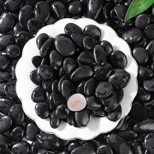 SIDONG 10 LB Black River Rocks, 0.4-1.2 Inches Highly Polished Pebbles by SIDONG