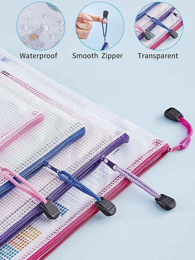 JARLINK 18 Pcs Mesh Zipper Pouch Bags, 8 Sizes Waterproof Zipper Bags | - Image 4