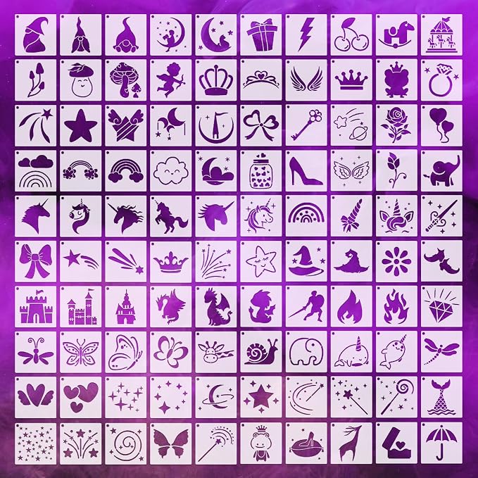 Fainne 100 Pcs 2 Inch Stencils Small Stencils by Fainne