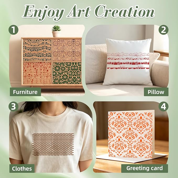 Texture Stencils for Crafts Reusable 16Pcs Stencils | DIY Art Painting Stencil - Image 5