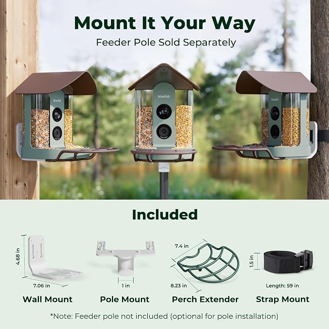 Kiwibit Smart Bird Feeder with Camera Solar Powered, No Subscription - Image 6