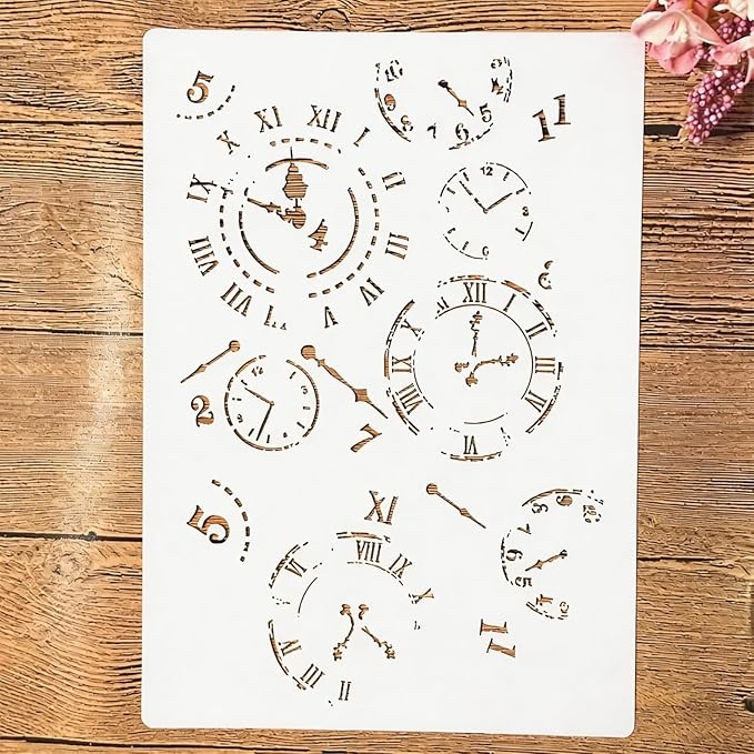 TIAMECH A4 Reusable Vintage Clock Dial Stencil by TIAMECH