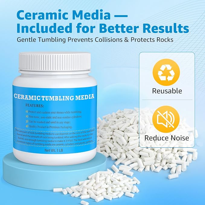 KomeStone Rock Tumbler Grit Kit - 4LB Rock Polishing Grit & Ceramic Tumbling - Image 6