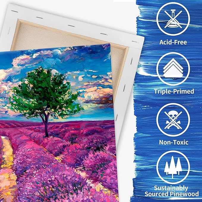 FIXSMITH Stretched Canvas for Painting- 8x10 Inch, Bulk Pack of 12, 100% Cotton - Image 4
