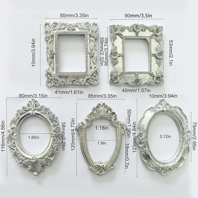 5 Pcs Siver Mini Frames - Image 2