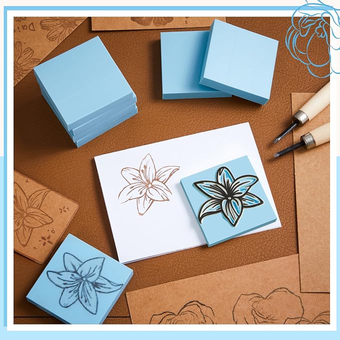 Frienda 24 Pcs 2" x 2" Rubber Carving Blocks Linoleum Blocks - Image 7