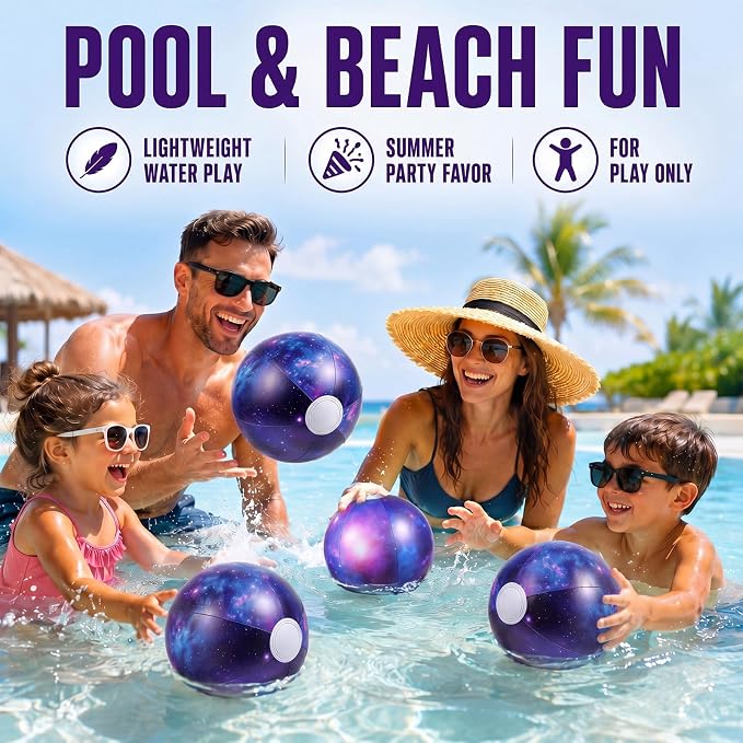 Realspring 12 Pack 8 Inch Galaxy Beach Balls – Space Themed Pool Toys - Image 5