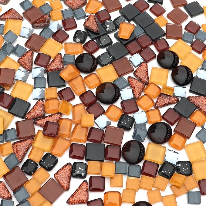 LITMIND 1.1LB Coffee Blend Irregular Crystal Glass Mosaic Tiles - Image 4