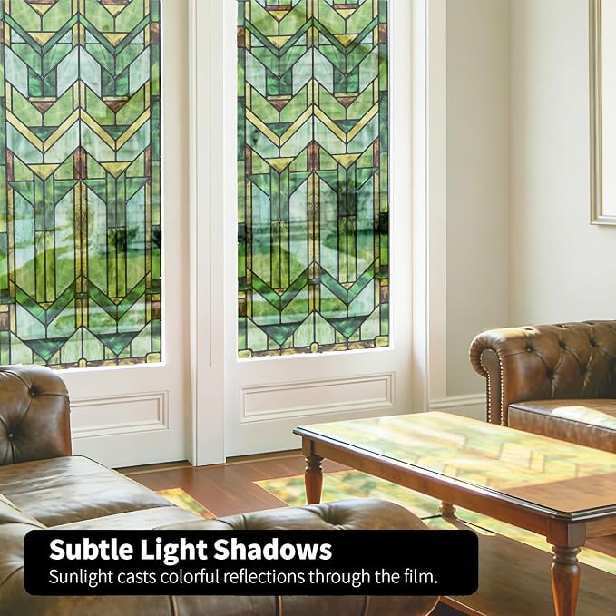 Faux Stained Glass Effect Transparent Window Film, Decorative Window Cling - Image 6