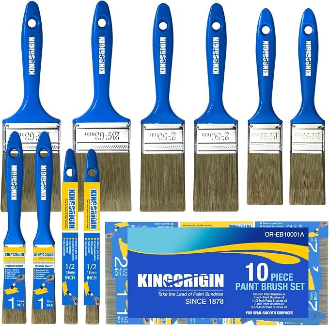 King Origin Paint Brush Set, 10 Pack Paint Brush 0.5" 1" 1.5" 2" 2.5" | Chip by KINGORIGIN