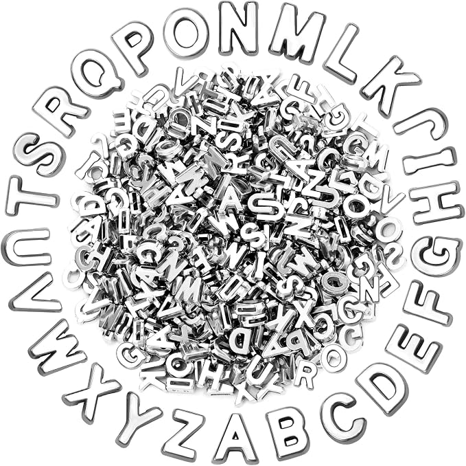 Augshy 700Pcs Silver Large Alphabet Letter Beads by Augshy