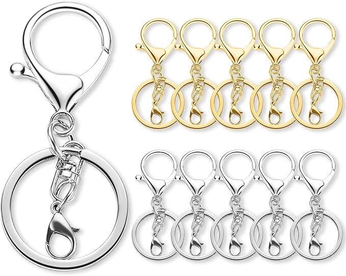 Gkeygo 10 Pack a Set Metal Lobster Claw Clasps and Key rings, Key chain by Gkeygo