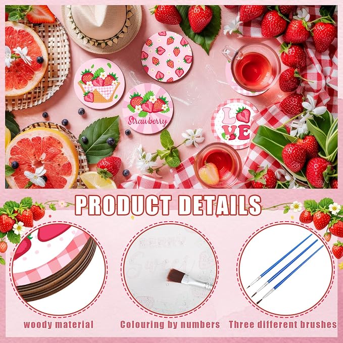 Reallnaive 8 Pcs Strawberry Paint by Numbers Kit - Image 3