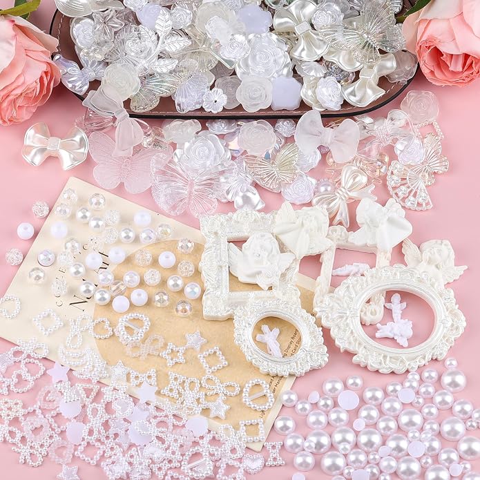 350 Pieces 3D Resin ABS Colorful Rose Flower Bows Butterfly Charms - Image 7