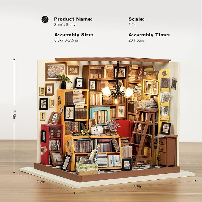 Rolife DIY Miniature House Kit Sam's Study, Tiny House Kit - Image 7