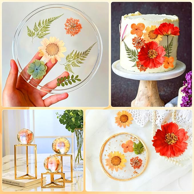 Orange Pressed Flowers, Authentic Natural Flowers, Resin Jewelry Craftsmanship - Image 5