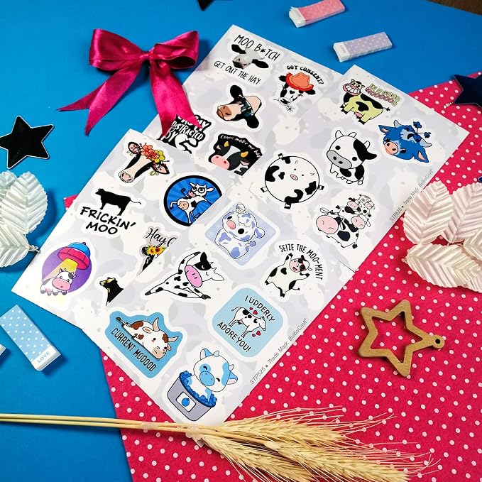 BulbaCraft 100Pcs Cow Stickers for Water Bottles, Laptop Decals, Cute Cow Gifts - Image 7