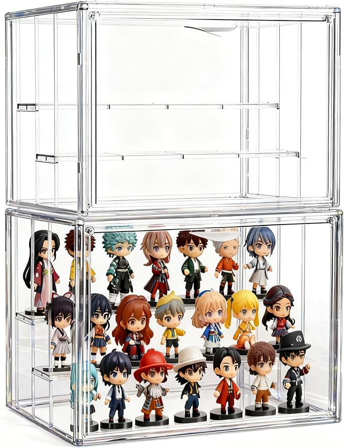 Attelite Acrylic Display Case for Collectibles 3-Tier Adjustable 2Pack | by Attelite