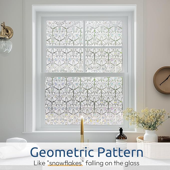 rabbitgoo Window Privacy Film, Diamond Pattern, 17.5" x 157.4" | Stained Glass - Image 2