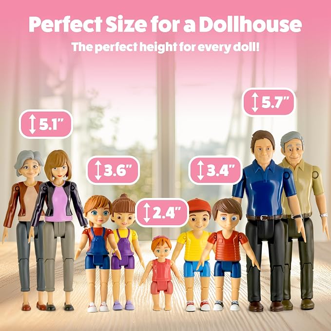 Dollhouse People, Bendable Dollhouse Family Set – 9 Poseable Figures Including - Image 3