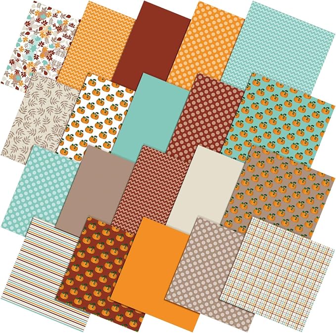 HunnmingRe 20 Pcs 10''x10'' Fall Quilting Fabric Square Autumn Pumpkin Precuts by HunnmingRe