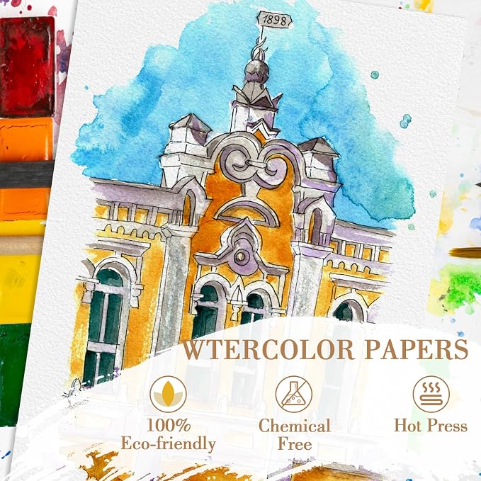 100PCS 5x7 Watercolor Paper Bulk, 140lb/300g Cold Press Thick Water Color Paper - Image 3