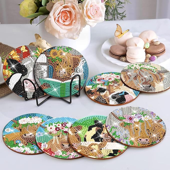 Cumule 8 PCS Cow Diamond Art Coaster - Image 5