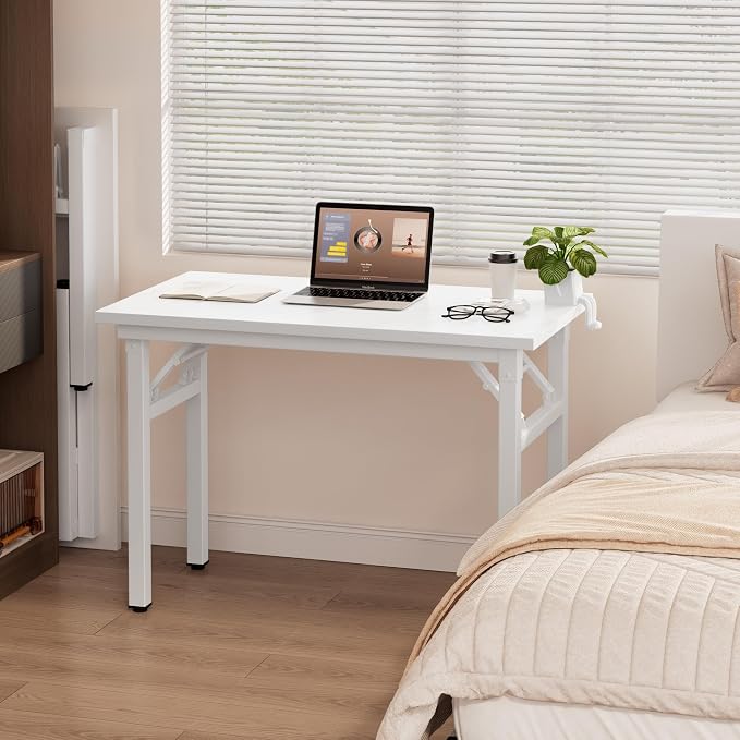 Need Small Folding Computer Desk, 39.4 Inch Writing Table, Sturdy Foldable Desk - Image 2