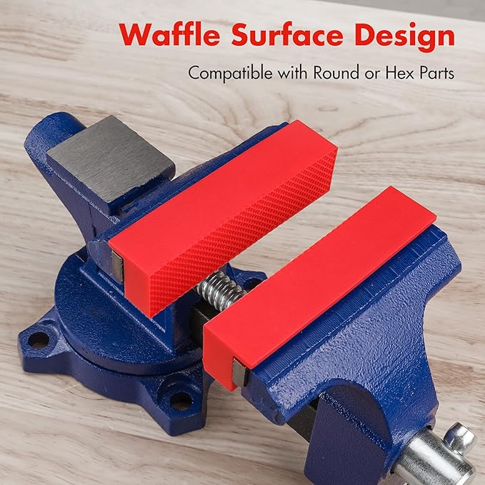WORKPRO 2-Pair 4-1/2" Vise Jaw Pads, Magnetic TPU Vise Jaw Protective Covers, 1 Multi-Groove Jaw Pads Set and 1 Standard Waffle Surface Jaw Pads Set