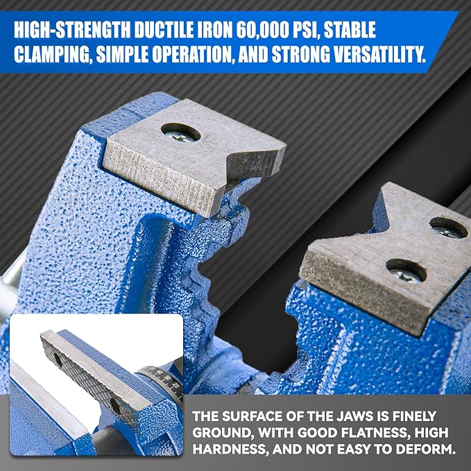 5-Inch Heavy Duty Bench Vise Ductile Iron Bench Vise 360° Multi-Purpose Bench Vice with Anvil, Clamp force 4000KG, Blue