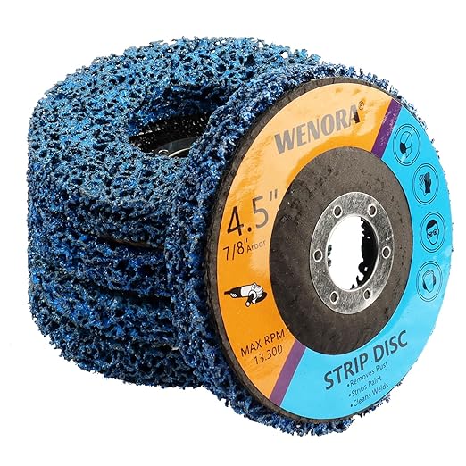 5 Pack 4-1/2" x 7/8" Strip Discs Stripping Wheel, 4.5 inch Rust Remover Discs for Angle Grinder,Clean and Remove Paint Coating Rust Welds Oxidation(Blue)